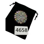 Vintage Clear AB Aurora Borealis Crystal Beaded Cluster Statement Brooch Pin White Photo 1