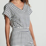 Sundays Striped V-Neck Elastic Waist Romper Jumpsuit Size Large Photo 0