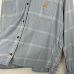Carhartt Womens Plaid Flannel Button Down Sz XL Rugged Flex Blue Neptune Photo 7
