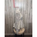 Womens Tops Floral Applique Ruffle Hem Frill Trim Top White Size L Photo 2