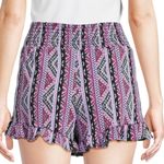 No Boundaries  High Waist Patterned Shorts - Pink and Black Ruffle hem Size L Photo 11