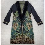 Badgley Mischka Leopard Jungle Wool Knit Sweater Small Coat Faux Fur Collar NWT Photo 3