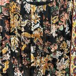 ZARA Chiffon Floral Semi Sheer Beaded Embellished Pleated Keyhole Top Medium Photo 9