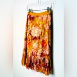 Tory Burch Opalina Metallic Thread Marigold Floral Print Silk Ruffle Skirt Sz 0 Photo 6