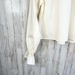 We Wore What Women's Ivory Cream Mock Neck Long Sleeve Shirred Blouse Size M Photo 4