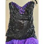 Vintage 80s Flirtations by Alfred Angelo Black Purple Sequin Prom Dress Party S Photo 2