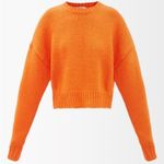frame denim Frame Round Neck Cotton Knit Cropped Sweater Orange Large Photo 0