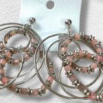 Free People Racer Moonstone Beaded Hoops in Blush Pink Silver 70s 80s Retro NWT Photo 2