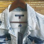 Vigoss L Y2K Blue Distressed Denim Jeans Crop Jacket Photo 6