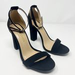 Heels Charm Faux Suede Black Heel Sandals Size 6.5 Photo 0