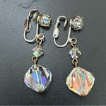 Vintage Unsigned Laguna Faceted AB Crystal Aurora Borealis Drop Earrings 10g White Photo 10