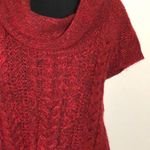 Worthington Women’s  Red short Sleeve Cable Knit Tunic Sweater petites medium Photo 2