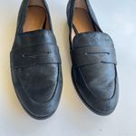 Calvin Klein "Celia" Black Leather Penny Loafers Size 7.5 Silver Accents Flats Photo 1
