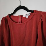 Green Envelope Blouse Red Crewneck Business Casual Fall Winter Solid Trendy Size M Photo 2