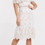 Chi Chi London NWT  Remie Bardot OTS Crochet Blush & White Lace Dress US 12 Photo 2
