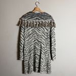 Soft Surroundings Zebra Print Fringe Knit Cardigan Sweater Women's Medium Shawl Photo 2