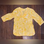 Chico's No Iron Linen Yellow Paisley Sequin Split Neck Tunic Size 0 Photo 1