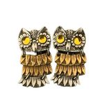Park Lane Vintage Signed Owl Silver Gold Tone Clip On Dangle Earrings Photo 10
