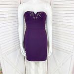 Max and Cleo  Rhinestone Detail Strapless‎ Sheath Dress Purple 2 Photo 0