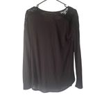 Element Women's Size‎ Medium Black Crochet Semi Sheer Long Sleeve Shirt Photo 5