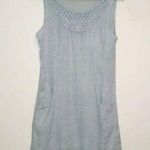 Lungo L'Arno Linen Sleeveless Shift Dress-Small-Lattice Yoke-Pockets-Sage Green Photo 1