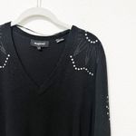 Desigual [] Black Floral Rhinestone Vancouver V-Neck Sweater Relaxed Fit Sz Small Photo 7