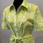 Etcetera Green Zebra Print Shirt Dress like new tropical vibes Photo 1