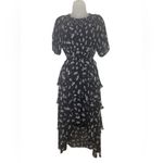 Maje Floral Off Shoulder Hi Low Black White Asymmetrical Midi Dress US M l FR 38 Photo 10