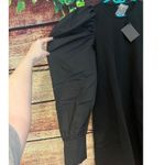 Saks 5th Avenue Area Stars Woven Puff Sleeve Shift Dress Mini Midi Cotton Blend Black Small NWT Photo 4