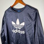 Adidas  Originals Women's Trefoil Crew satin blue pullover Sweatshirt size medium Photo 2