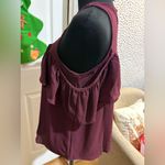 Iris basic  Burgundy Cold Shoulder Blouse Photo 3