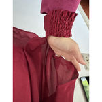 DKNY NWT Dark Red Satin Cape Blouse Open Sleeve Women’s Size Medium Photo 4