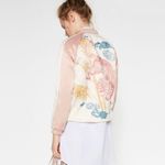 ZARA Pink & White Satin Tiger Bomber Jacket Photo 1