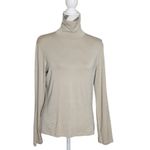 Max Mara Jersey Knit Turtleneck Top Womens XL Taupe Long Sleeve Photo 4