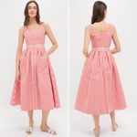 Hunter Bell Cosi Striped Midi Dress Red Poppy White Button Front Size 2 NWT Photo 11