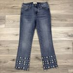 Driftwood  Colette Jeans Aztec‎ Southwestern Embroidered Hem Straight Leg Size 28 Photo 1