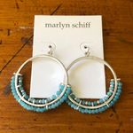 Marlyn Schiff Silver Tone Turquoise Beaded Hoop Trendy Earrings Hook Clasp New Photo 7