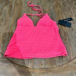 La Blanca Island Goddess Halter Tankini Swim Top Coral Size 4 Tummy Control Photo 0