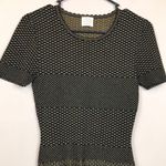 Torn By Ronny Kobo Women’s Knit Gold Metallic Black Lurex Peplum Hem Blouse Photo 1
