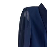 JR Nites by Caliendo Size 10 Jacket Sheer Sleeves Beaded Vest Satin Trim Blue Photo 6