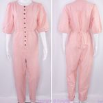 Madewell NEW  Linen-Blend Puff-Sleeve Tassel-Tie Jumpsuit,‎ size M Photo 3