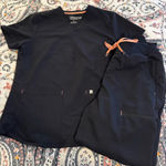 Fabletics Black Women’s Scrub Set Coral Design M Photo 0