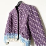 NSF Cropped Quilted Jacket Ombre Bleach Dyed Purple 100% Cotton Size Small Photo 2