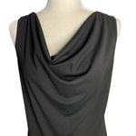 French Curve Cowl Neck Midi Dress M Black Sleeveless V Back High Low Hem Stretch Size M Photo 1