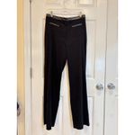 Elyse Hart LTD‎ Black Velvet Pants Leather Trim Career Office Trousers Size 8 Photo 3