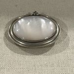 VTG Silver Tone Mother Of Pearl Brooch Pin With Hook Wedding Party Anniversary White Photo 1