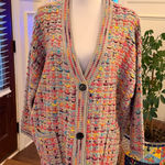 Simply Couture  NWOT Oversized Multicolor Knit Button Up Cardigan with Pockets Photo 0