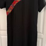Elegant Black Dress with Red Chinese motif neckline Accents 6 Photo 3