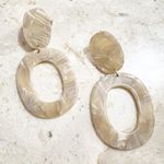 Creamy Beige Marbled Resin Drop Earrings Tan Photo 1
