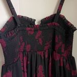 Torrid Lace Up Dress 1X Red Black Floral Smocked Layered Milk Maid Fairy Goth Photo 8